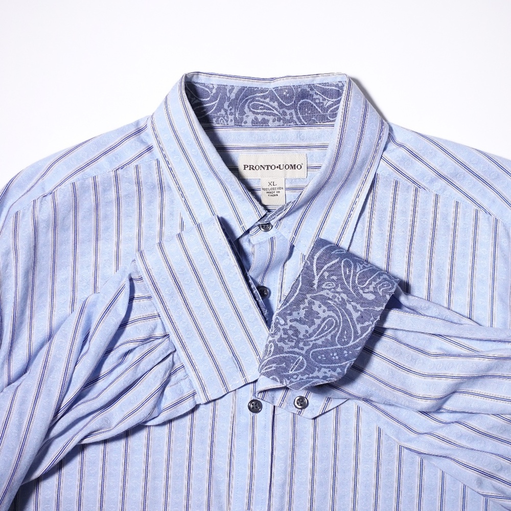Mens Pronto Uomo Shirt detail on cuff and collar